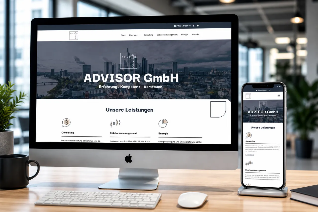 ADVISOR GmbH Website auf Desktop und Smartphone