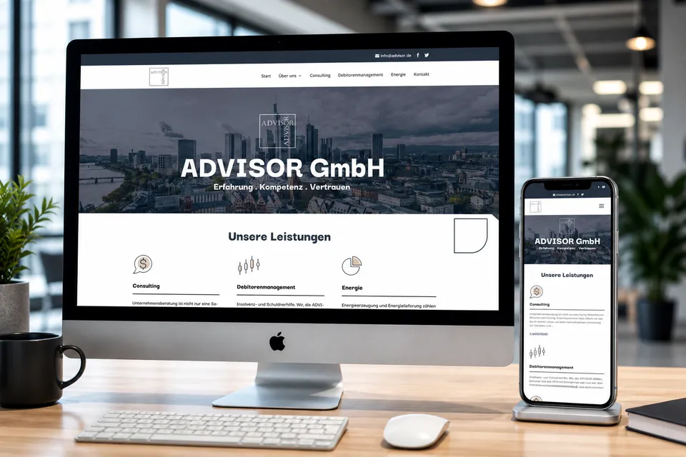 ADVISOR GmbH Website auf Desktop und Smartphone