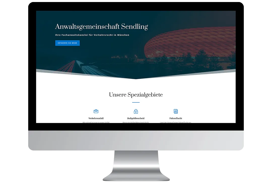 Beispielhafte Website für beratende Berufe mit übersichtlicher Themenstruktur