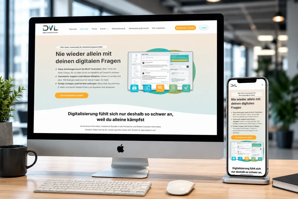 digital.verkaufen.lernen Website auf Desktop und Smartphone