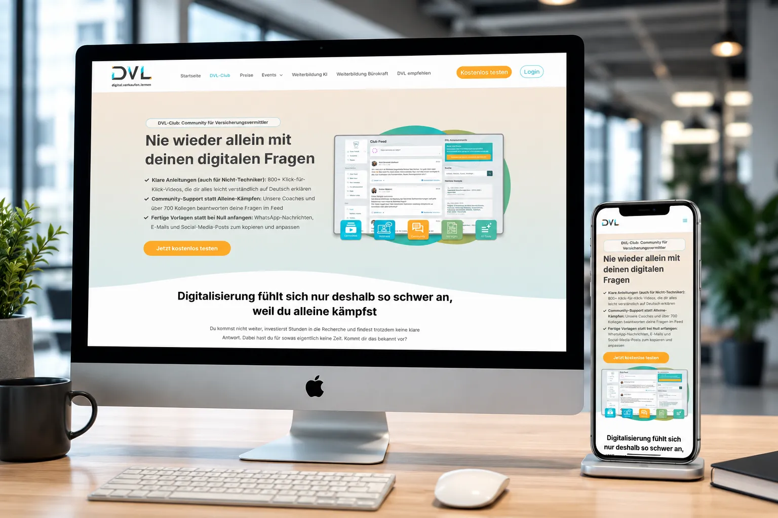 digital.verkaufen.lernen Website auf Desktop und Smartphone