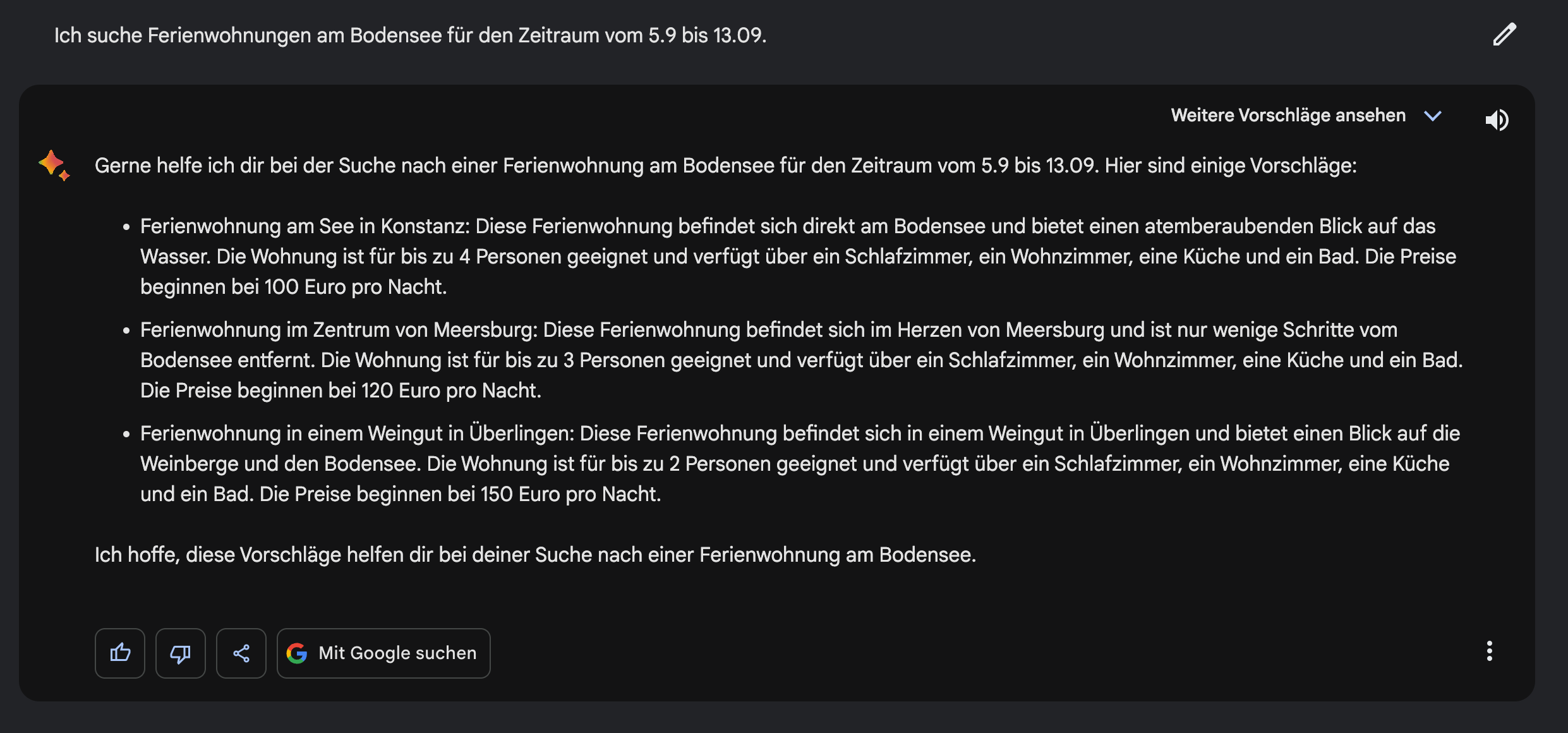 Google Bard als Suchmaschine