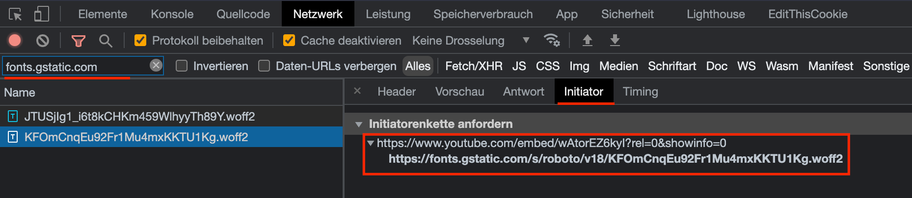 Google Fonts über YouTube