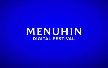 Wortmarke Menuhin Digital Festival auf blauem Grund