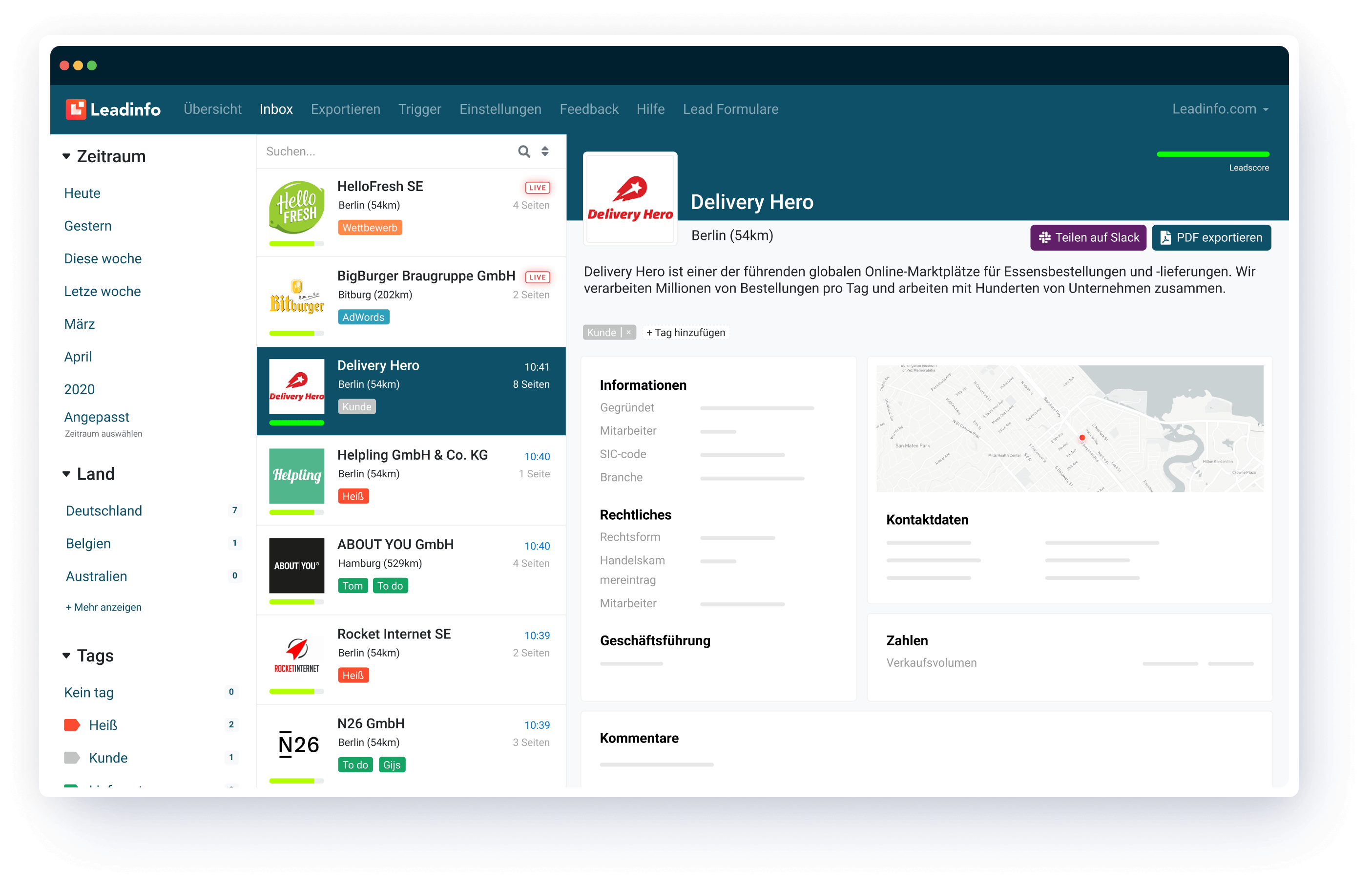 Leadinfo - portal overview