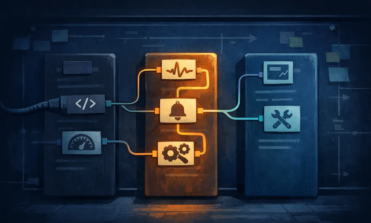 Illustration of a decision matrix for n8n, Make and custom integrations