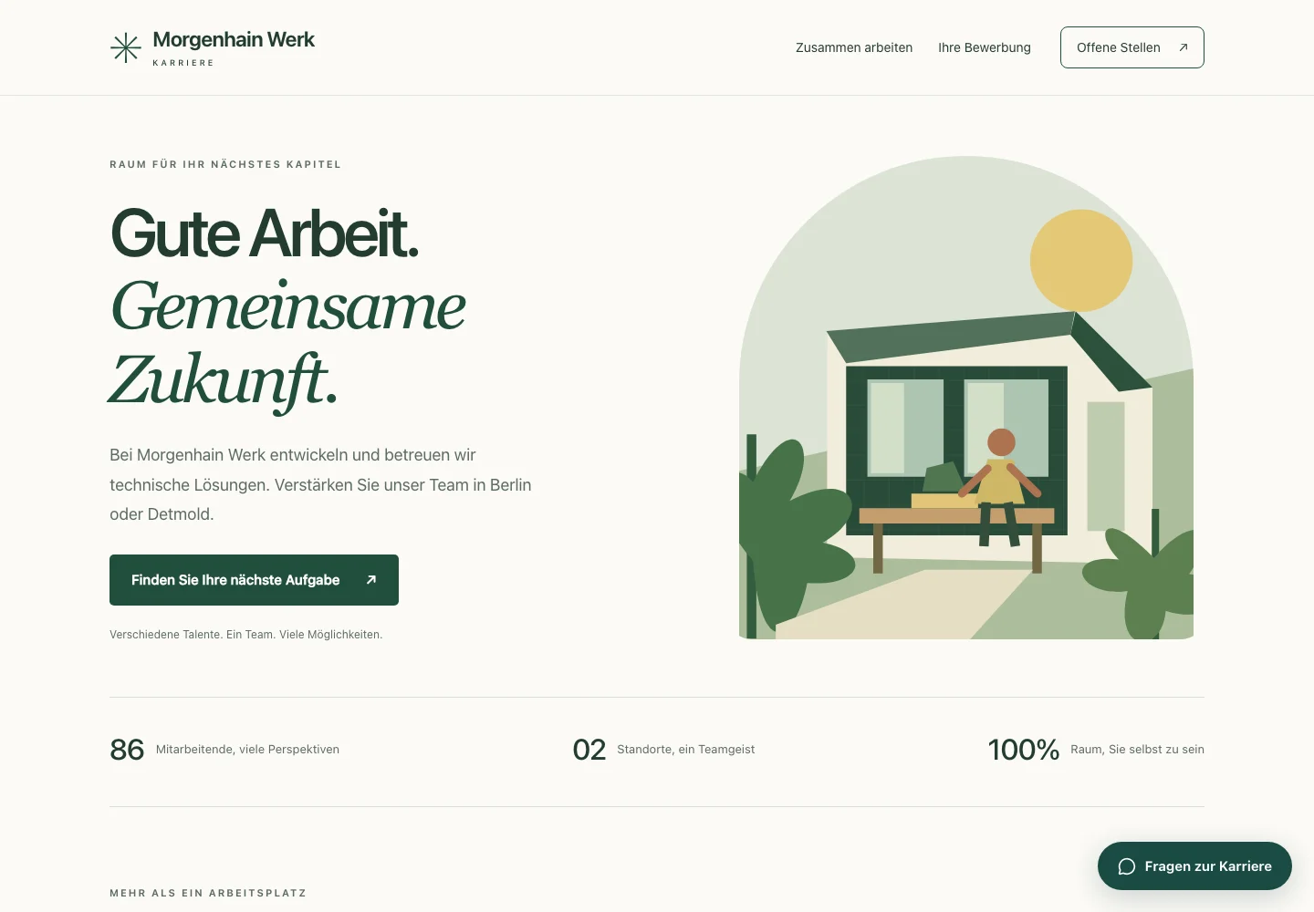 Mit TalentPulse umgesetzte Karrierewebsite des Beispielunternehmens Morgenhain Werk